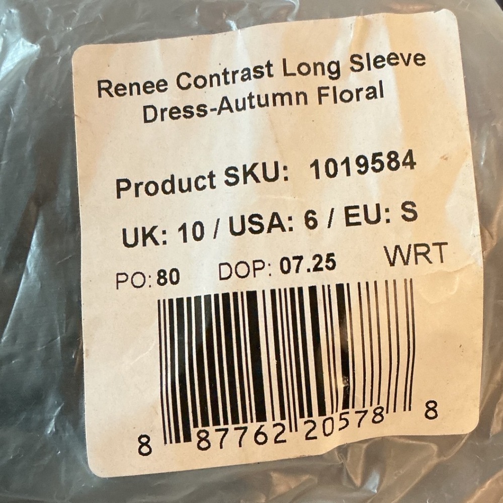 SAINT SOFIA Renee Contrast LongSleeve Dress Autumn Floral Print Maxi Dress 6 NWT - Picture 6 of 9